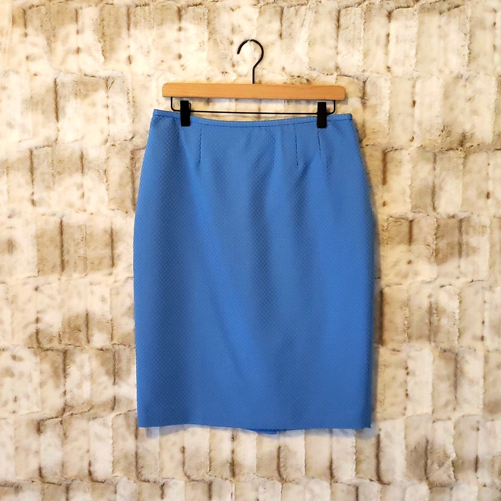 vintage maya blue textured pencil skirt-